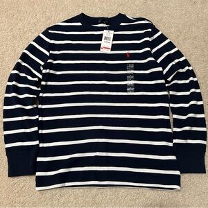 Ralph Lauren Striped Navy and White Tee